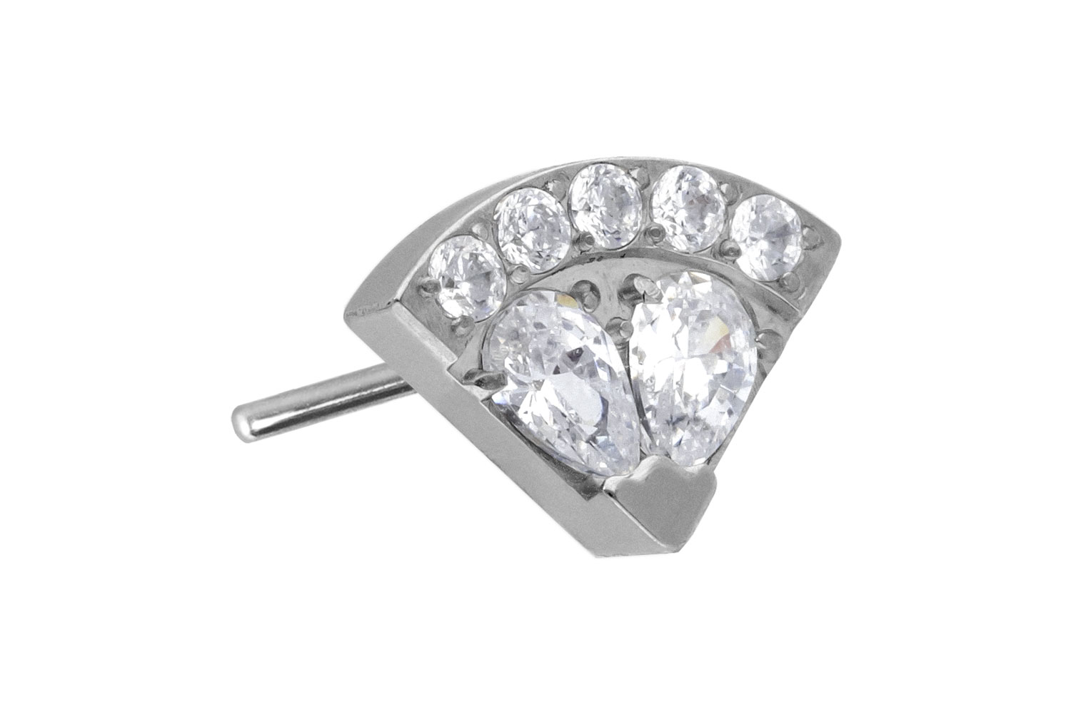 Titan Aufsatz mit Push Pin KRISTALLFÄCHER von Piercingline